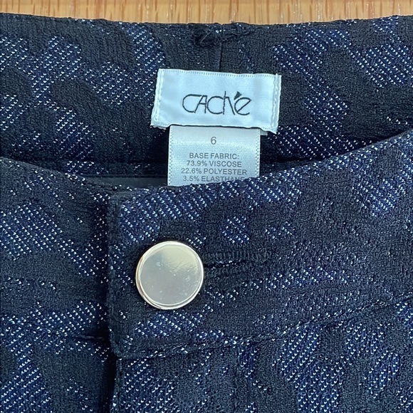 Cache Blue/Black Embroidered Lace Print Pants - Picture 2 of 7